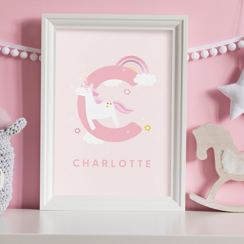 Unicorn Initial & Name Print